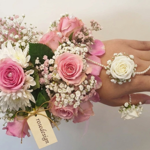 Exquisite Bridal Floral Haath Phool – Pink & White Harmony